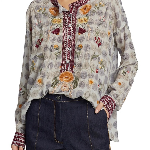 SOLD*** $315 NWT Sz 3X Jessabella Johnny Was 100% Silk Embroidered Blouse - Picture 4 of 16